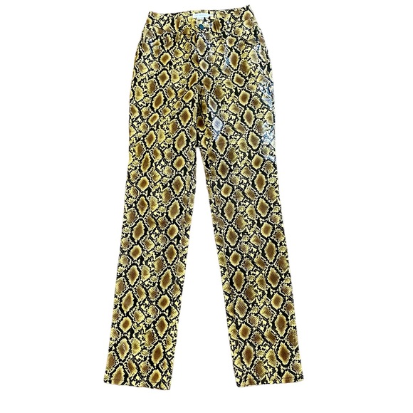 GOOD AMERICAN Good 90's Icon Faux Snake Skin Pants Gold - Picture 3 of 14